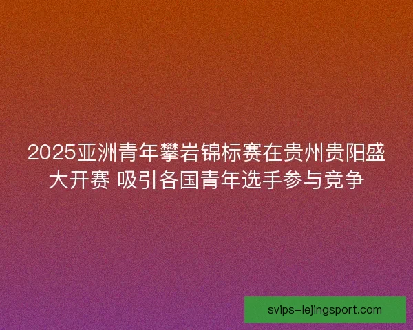 2025亚洲青年攀岩锦标赛在贵州贵阳盛大开赛 吸引各国青年选手参与竞争